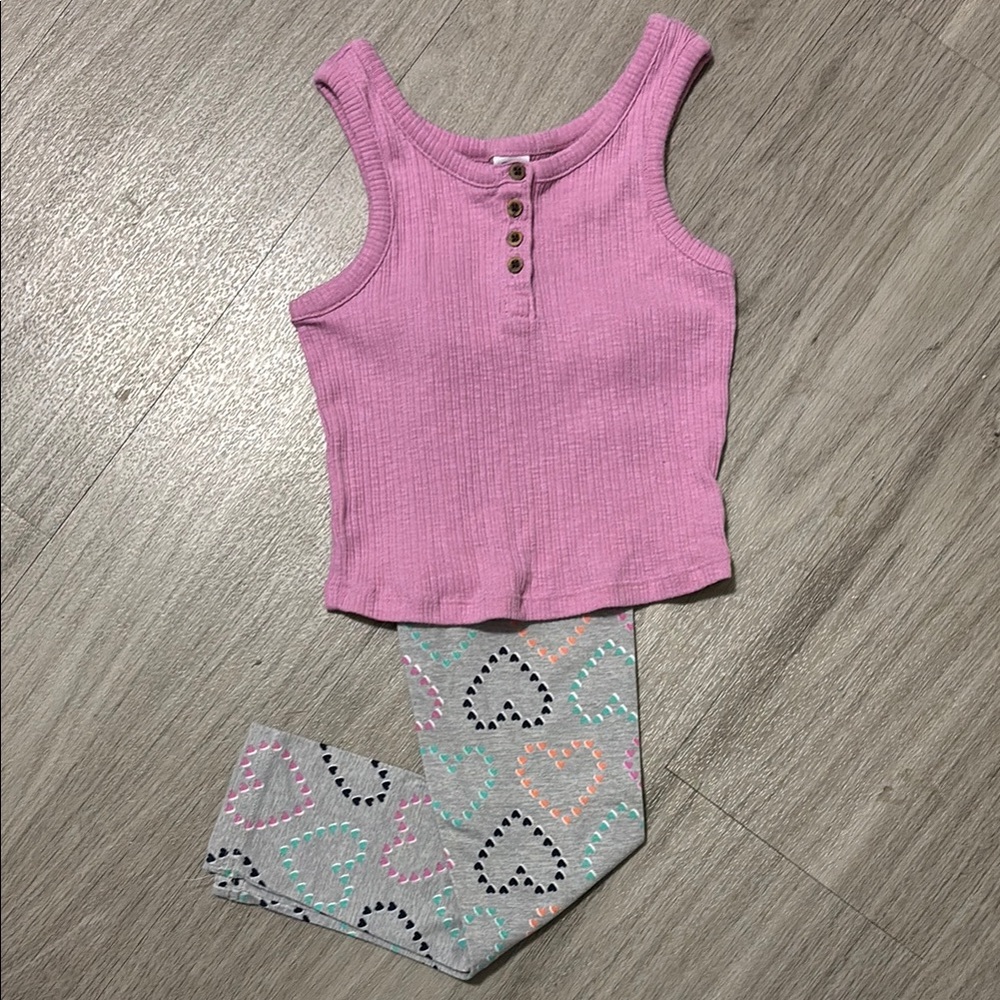 Carter's Pink Tank Top and Heart Leggings Set